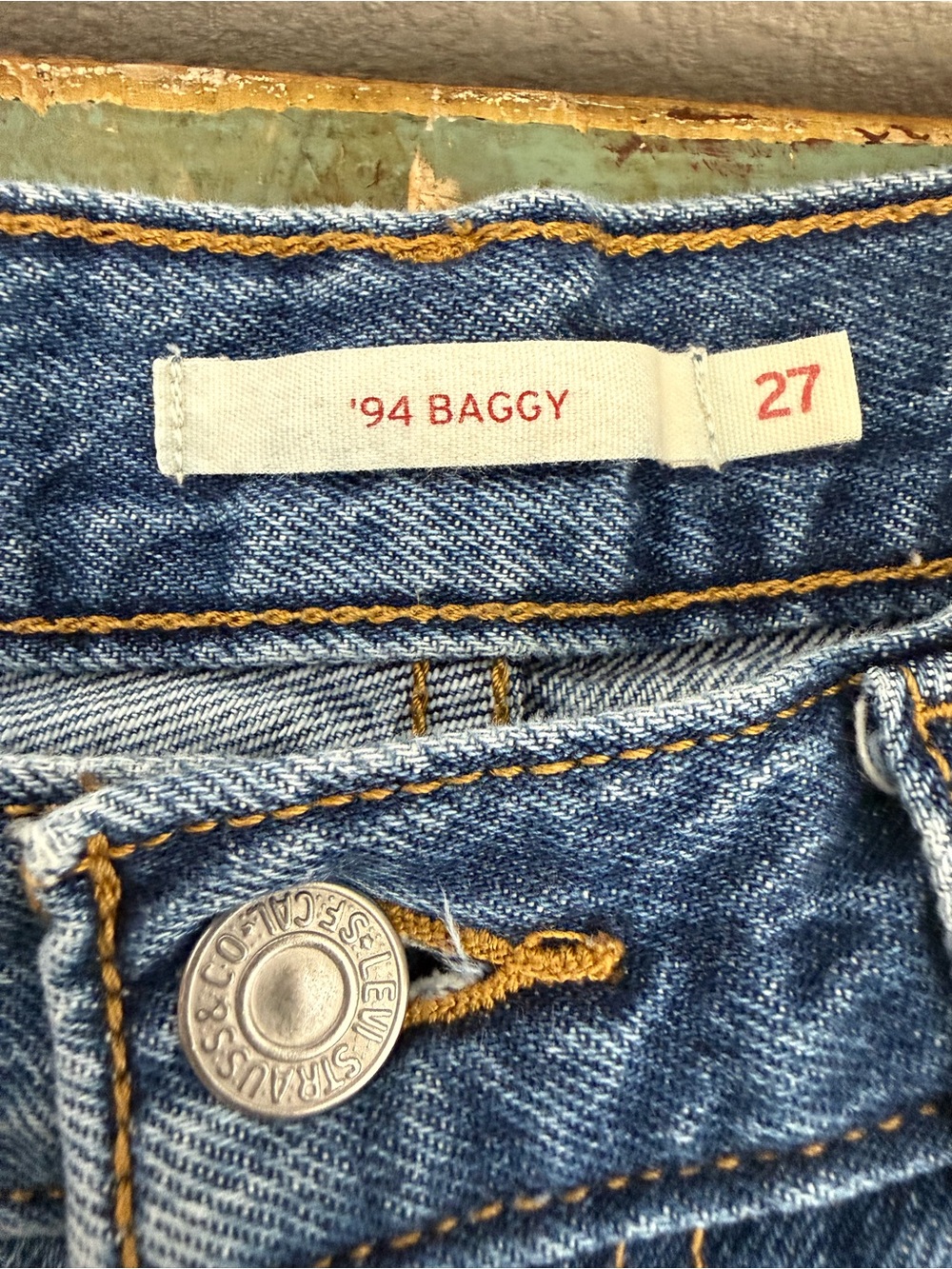 Levi's '94 Baggy Jeans "I'm Never Wrong" Medium Wash 27x31 Vintage Cotton Y2K - Picture 11 of 16